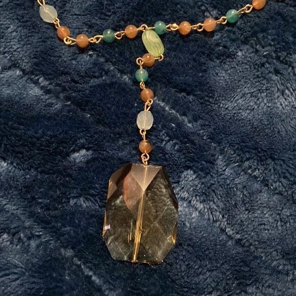 Blue,green,brown beaded necklace   - Picture 2 of 5